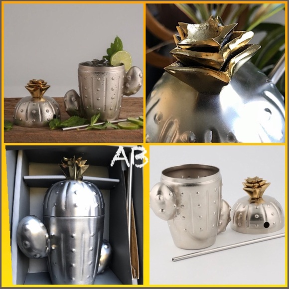 🌵 🍍24 oz Stainless/gold tone cactus tumbler - Picture 5 of 13